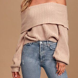 Carmichael Dusty Blush Off-the-Shoulder Knit Sweat